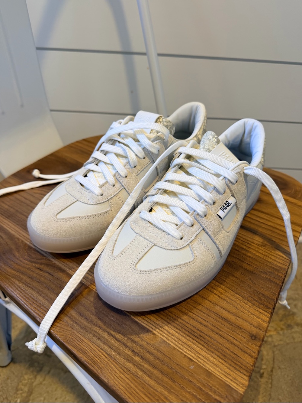 P448 Monza Women’s sneakers- White leather snake accent NEW - size 38